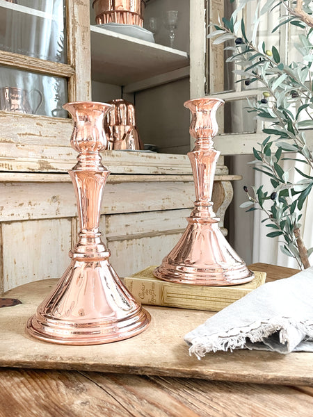 Vintage Inspired Copper Candlesticks